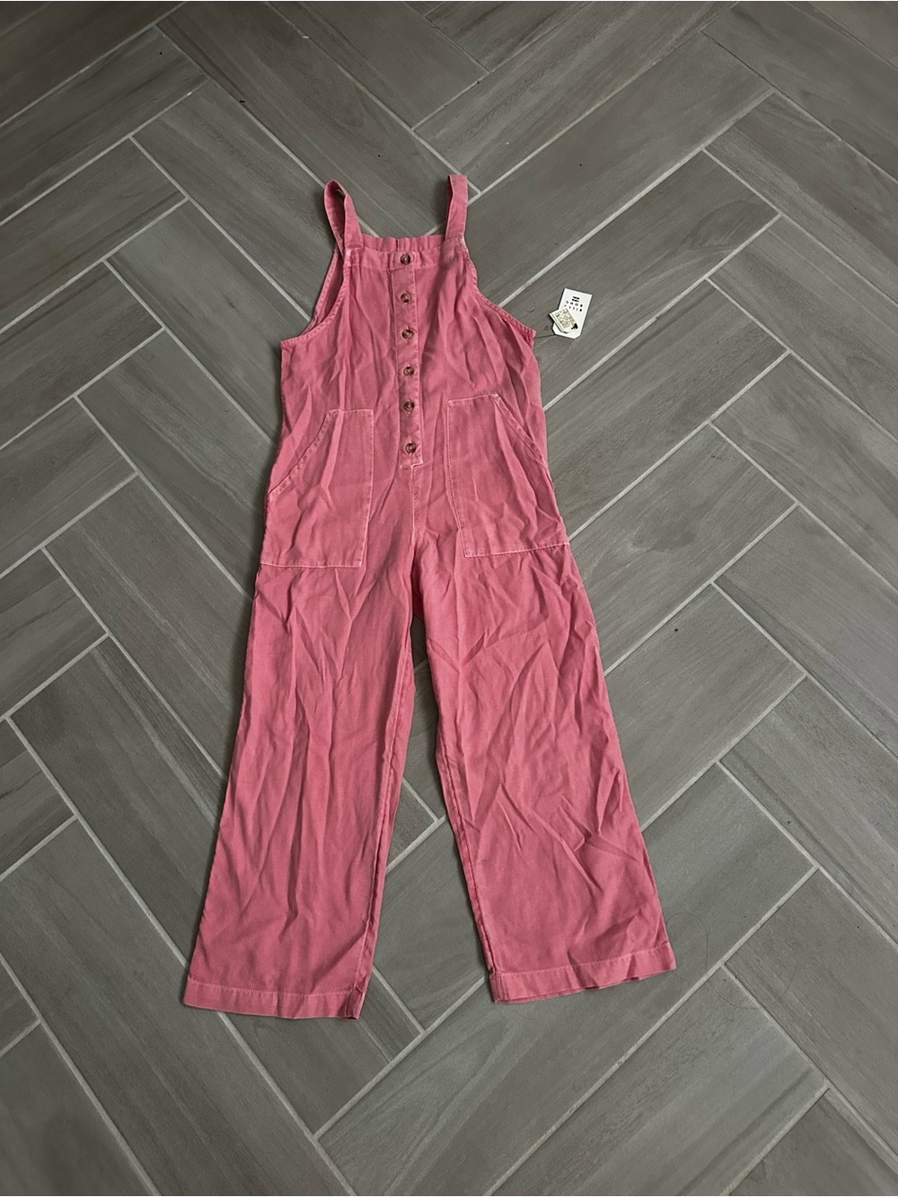 Billabong Pink Cotton Wide-Leg Overalls Jumpsuit
